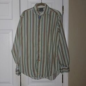 Thomas Dean  button down striped shirt Sz M